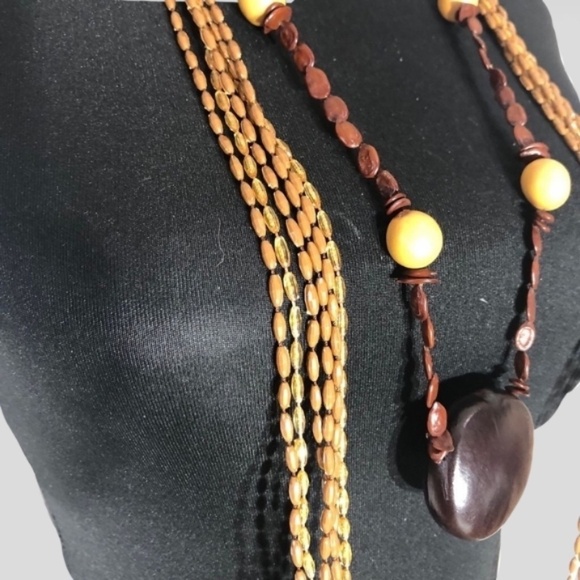 Vintage Boho Beaded Layered Necklace Set Bracelet Earrings - Picture 5 of 7